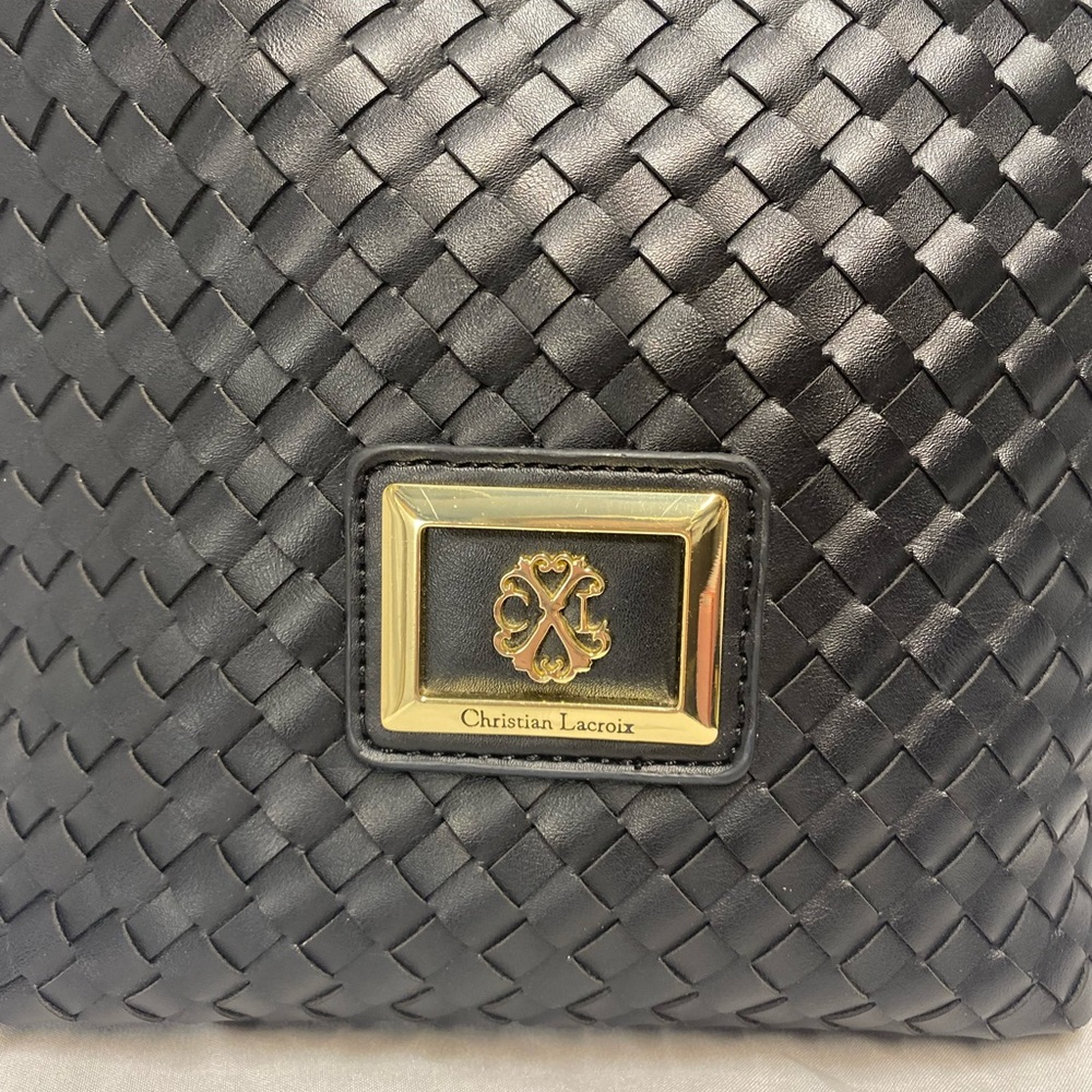 Christian Lacroix Elisa Woven Purse Black Polyvinyl Shoulder Bag - Picture 6 of 6